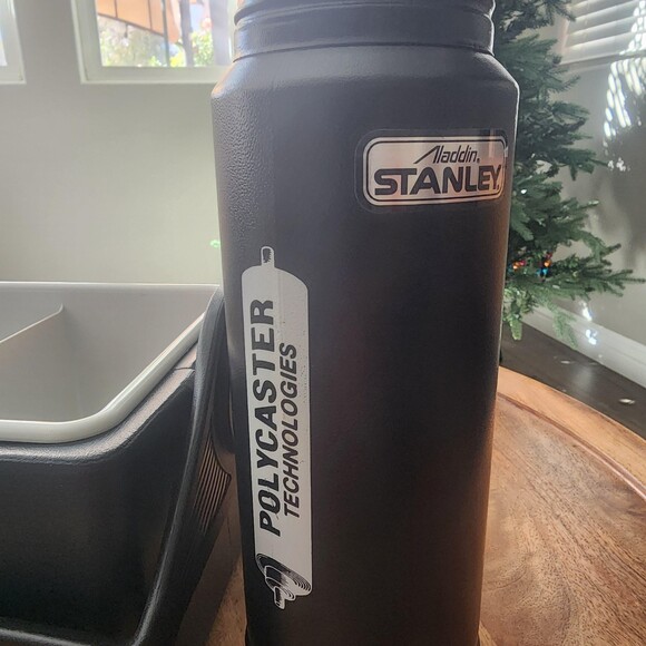 Vintage Stanley Aladdin Lunch Box Thermos Set Black Camping USA 1 Qt Polycaster - Picture 11 of 16